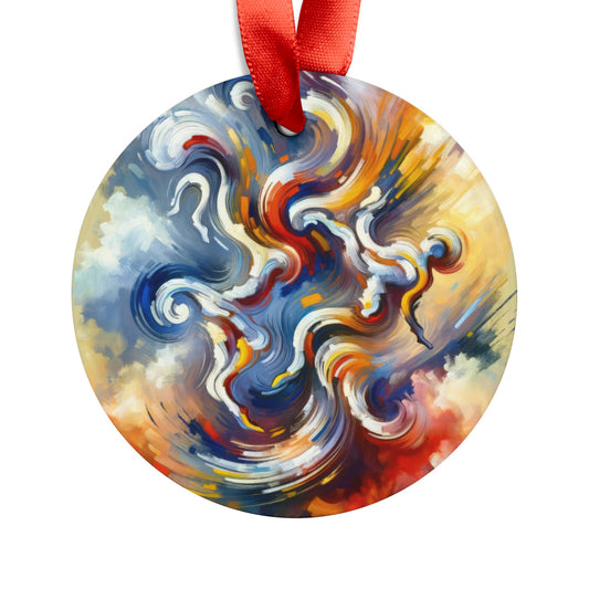 Dancing Disruption Tachism Acrylic Ornament with Ribbon - ATUH.ART