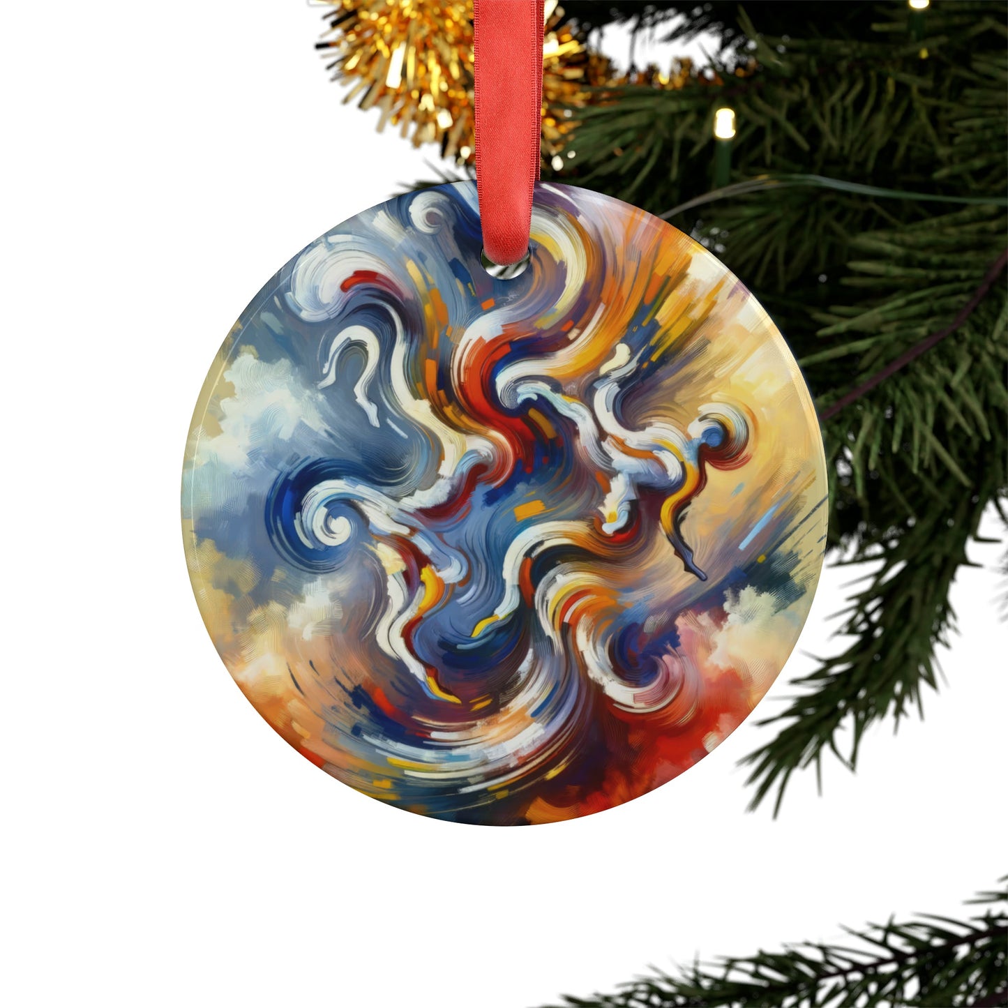 Dancing Disruption Tachism Acrylic Ornament with Ribbon - ATUH.ART