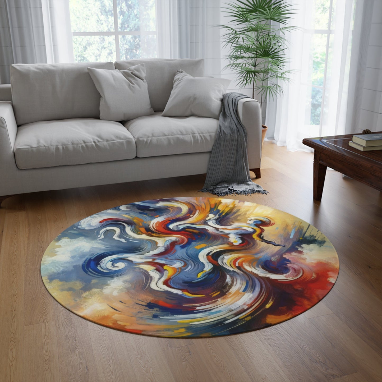 Dancing Disruption Tachism Round Rug - ATUH.ART