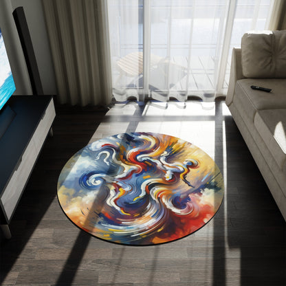Dancing Disruption Tachism Round Rug - ATUH.ART