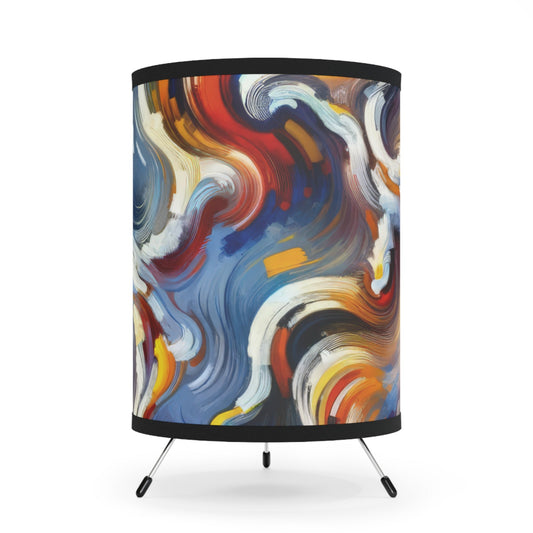 Dancing Disruption Tachism Tripod Lamp with High-Res Printed Shade, US\CA plug - ATUH.ART