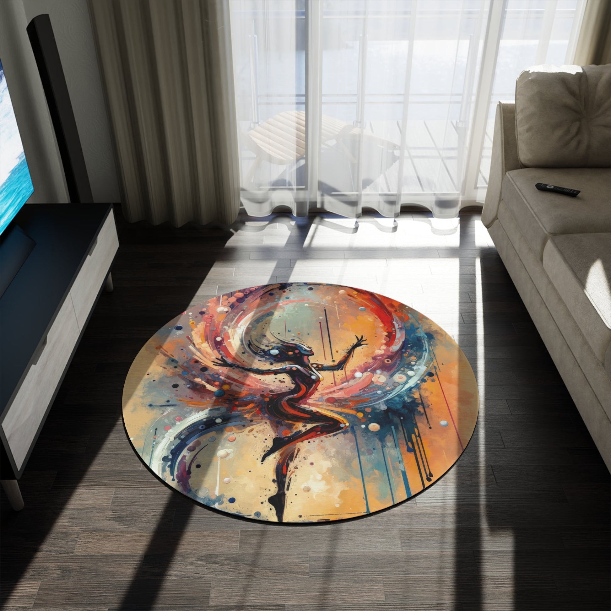 Decision Dance Tachism Round Rug - ATUH.ART