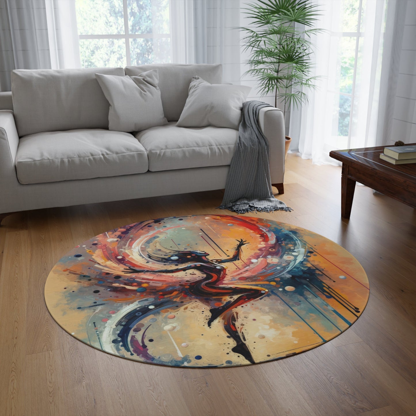 Decision Dance Tachism Round Rug - ATUH.ART