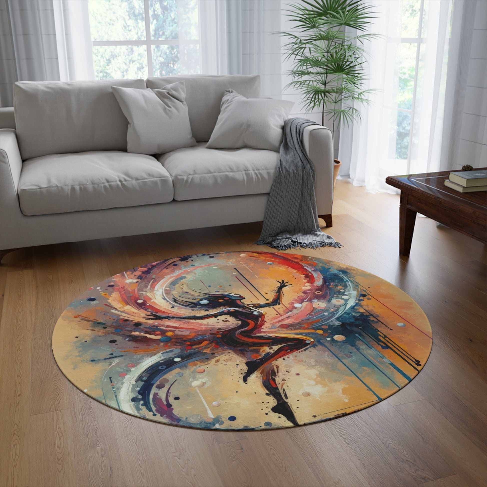 Decision Dance Tachism Round Rug - ATUH.ART