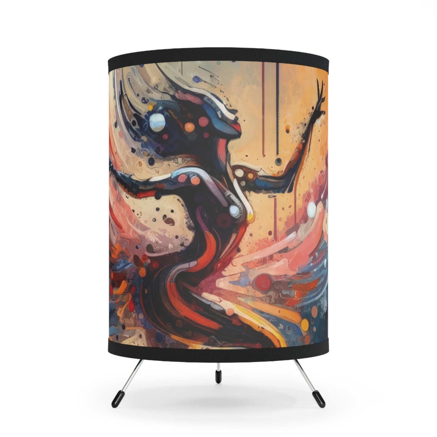 Decision Dance Tachism Tripod Lamp with High-Res Printed Shade, US\CA plug - ATUH.ART