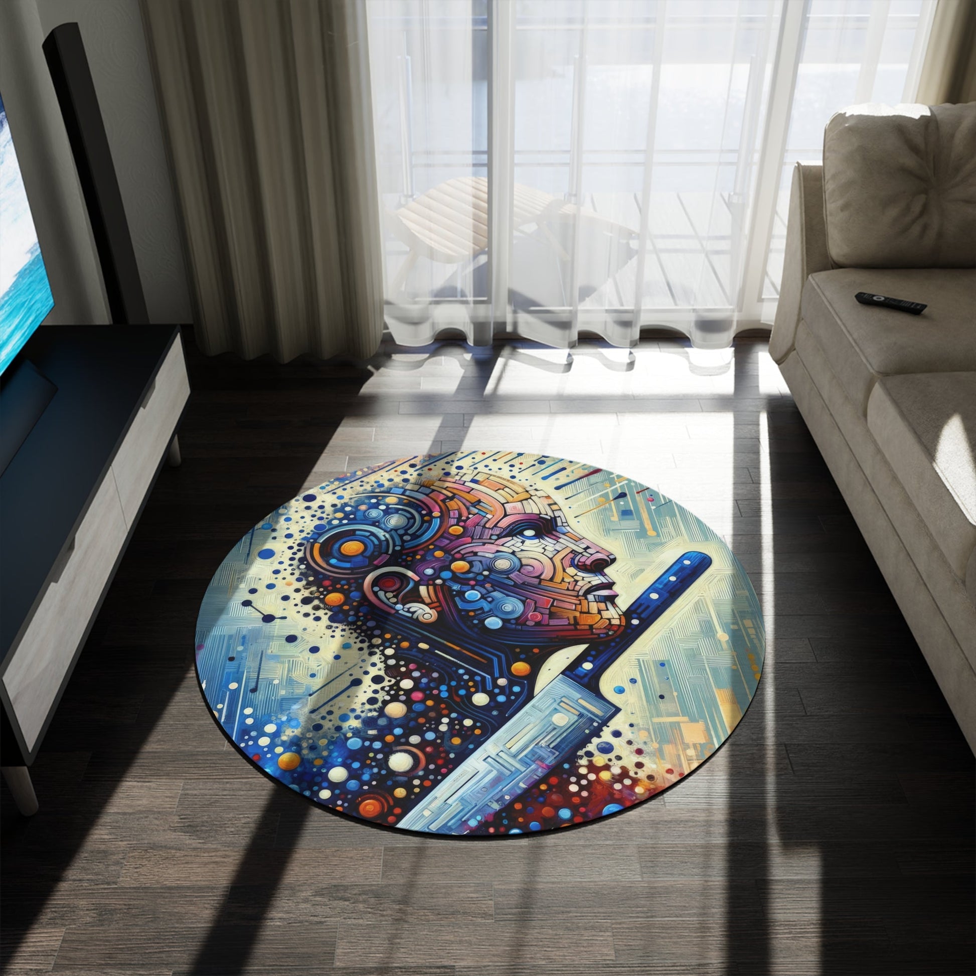 Digital Carving Abstract Round Rug - ATUH.ART
