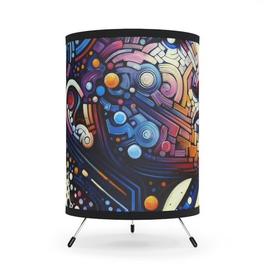 Digital Carving Abstract Tripod Lamp with High-Res Printed Shade, US\CA plug - ATUH.ART
