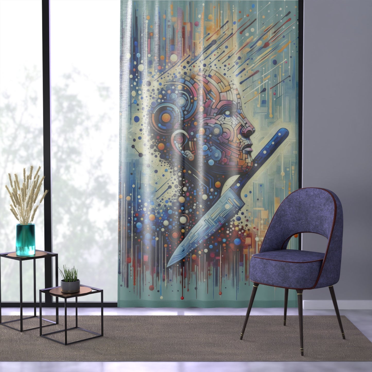 Digital Carving Abstract Window Curtain - ATUH.ART