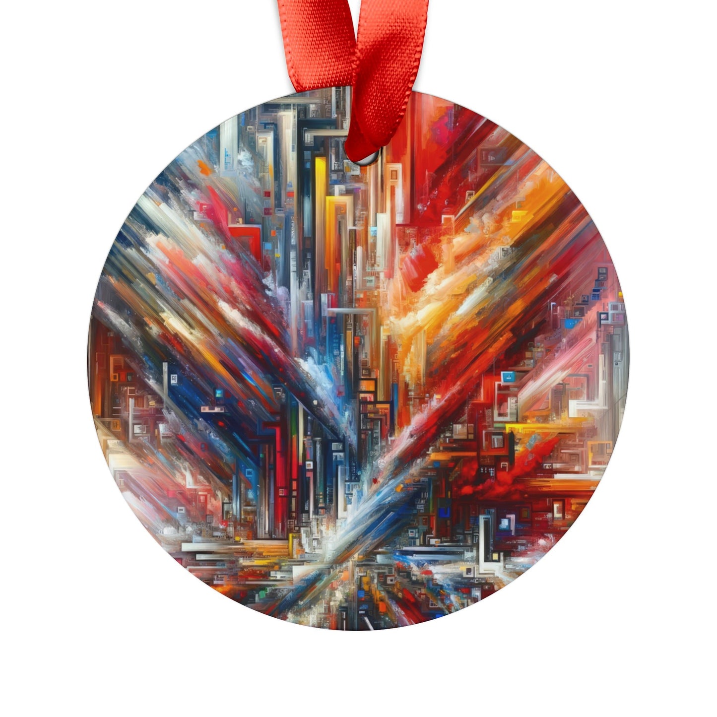 Digital Chaos Symphony Acrylic Ornament with Ribbon - ATUH.ART