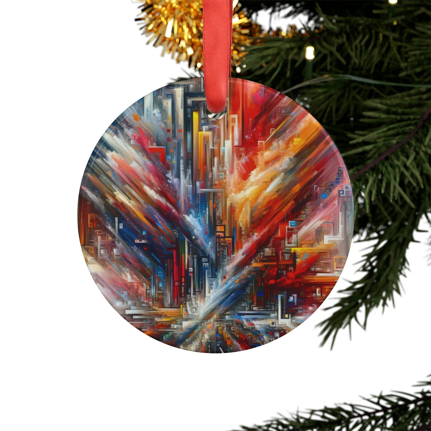 Digital Chaos Symphony Acrylic Ornament with Ribbon - ATUH.ART