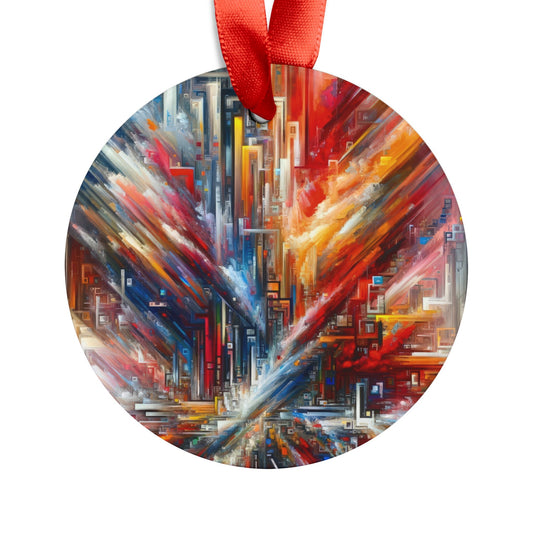 Digital Chaos Symphony Acrylic Ornament with Ribbon - ATUH.ART