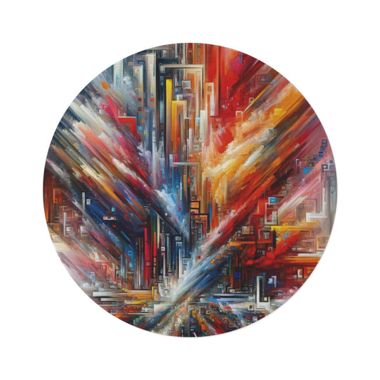 Digital Chaos Symphony Round Rug - ATUH.ART