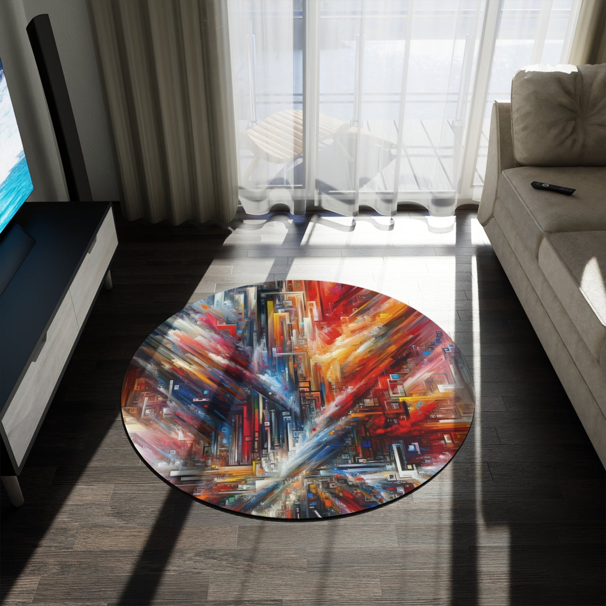 Digital Chaos Symphony Round Rug - ATUH.ART