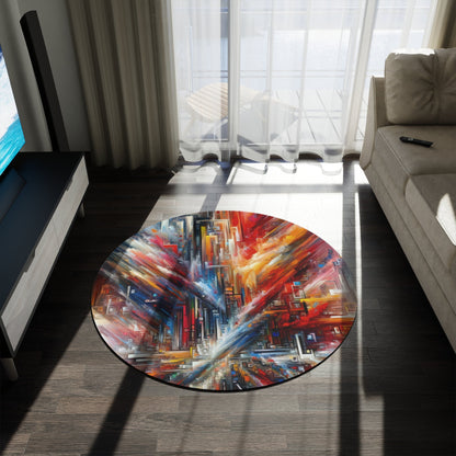 Digital Chaos Symphony Round Rug - ATUH.ART