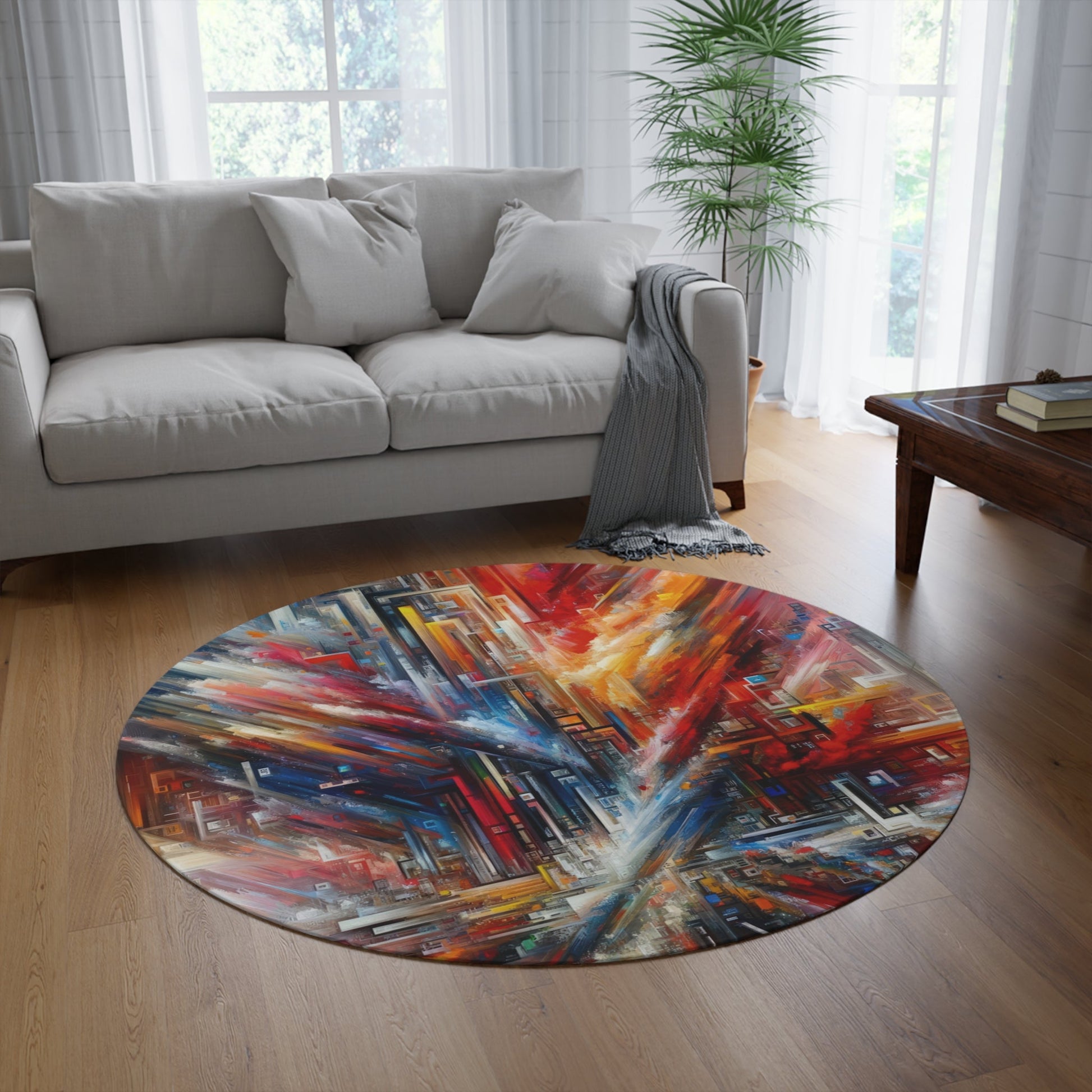 Digital Chaos Symphony Round Rug - ATUH.ART