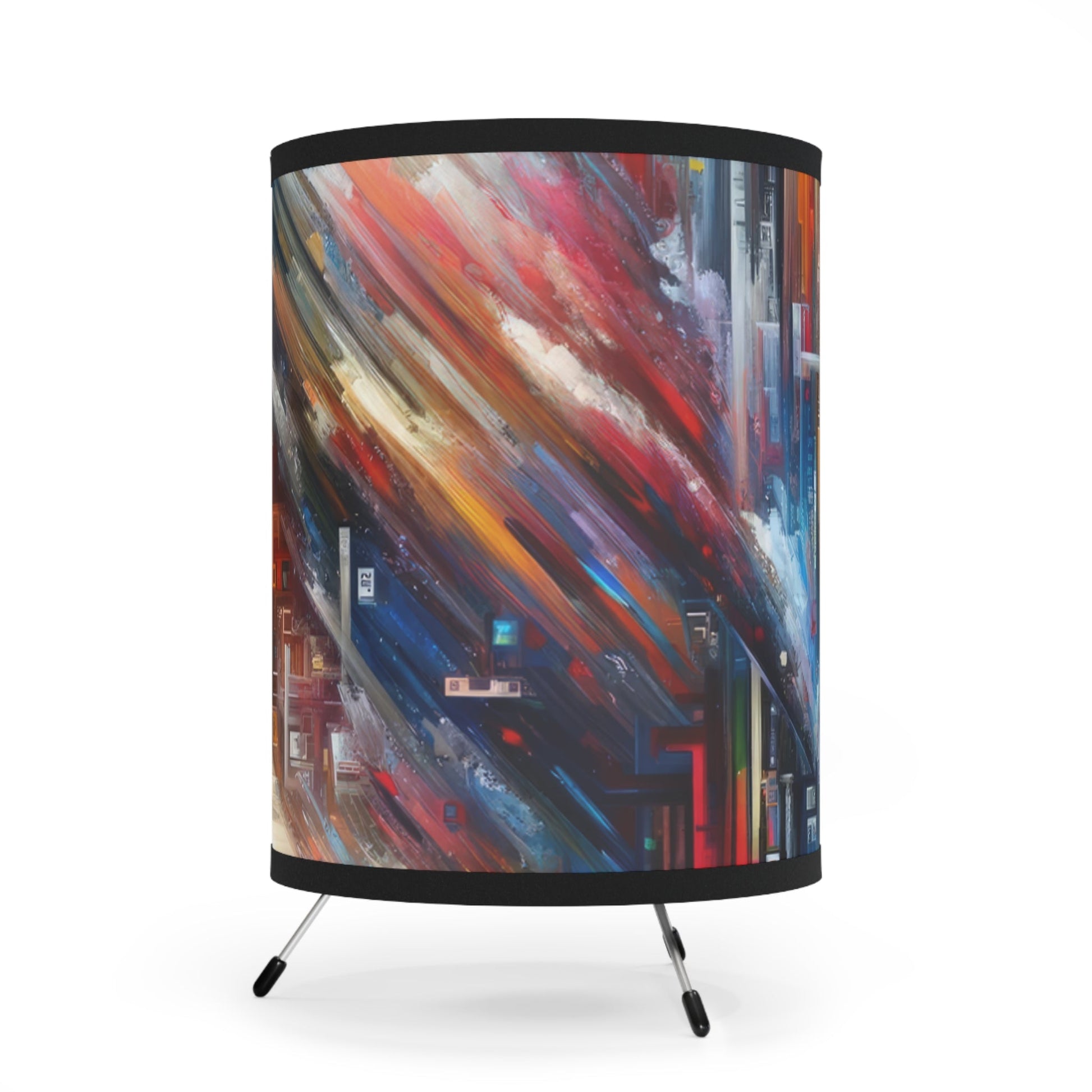 Digital Chaos Symphony Tripod Lamp with High-Res Printed Shade, US\CA plug - ATUH.ART
