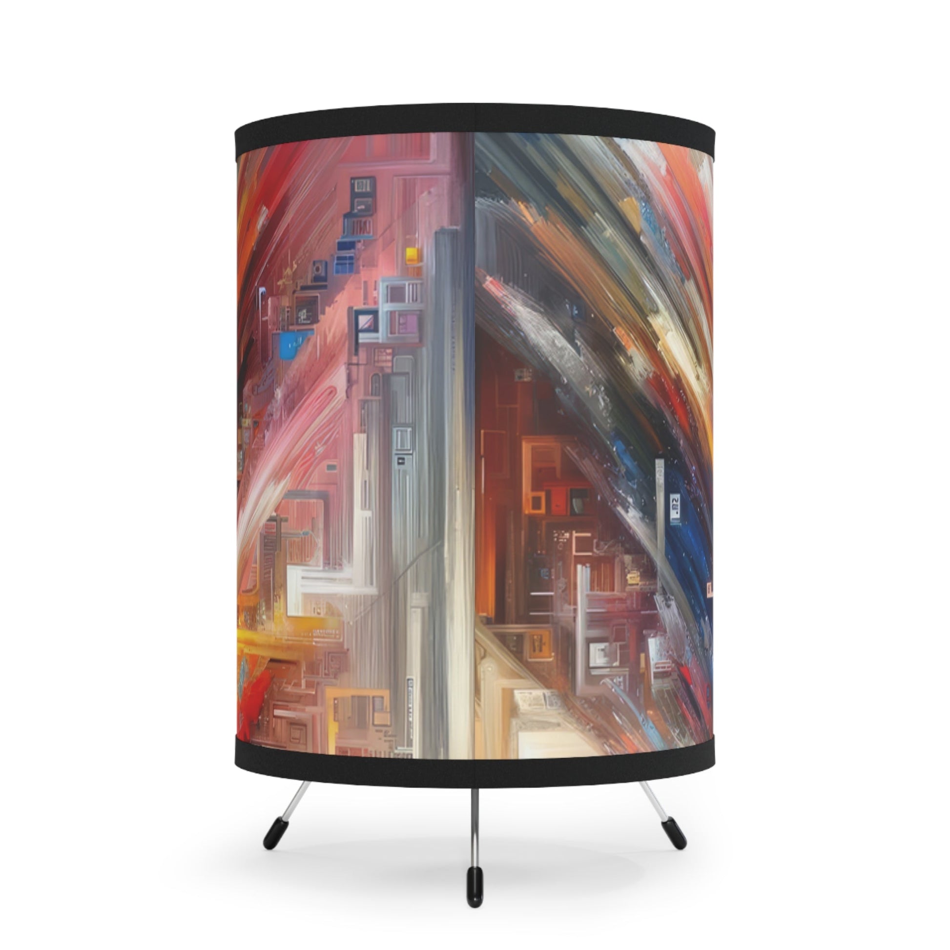 Digital Chaos Symphony Tripod Lamp with High-Res Printed Shade, US\CA plug - ATUH.ART
