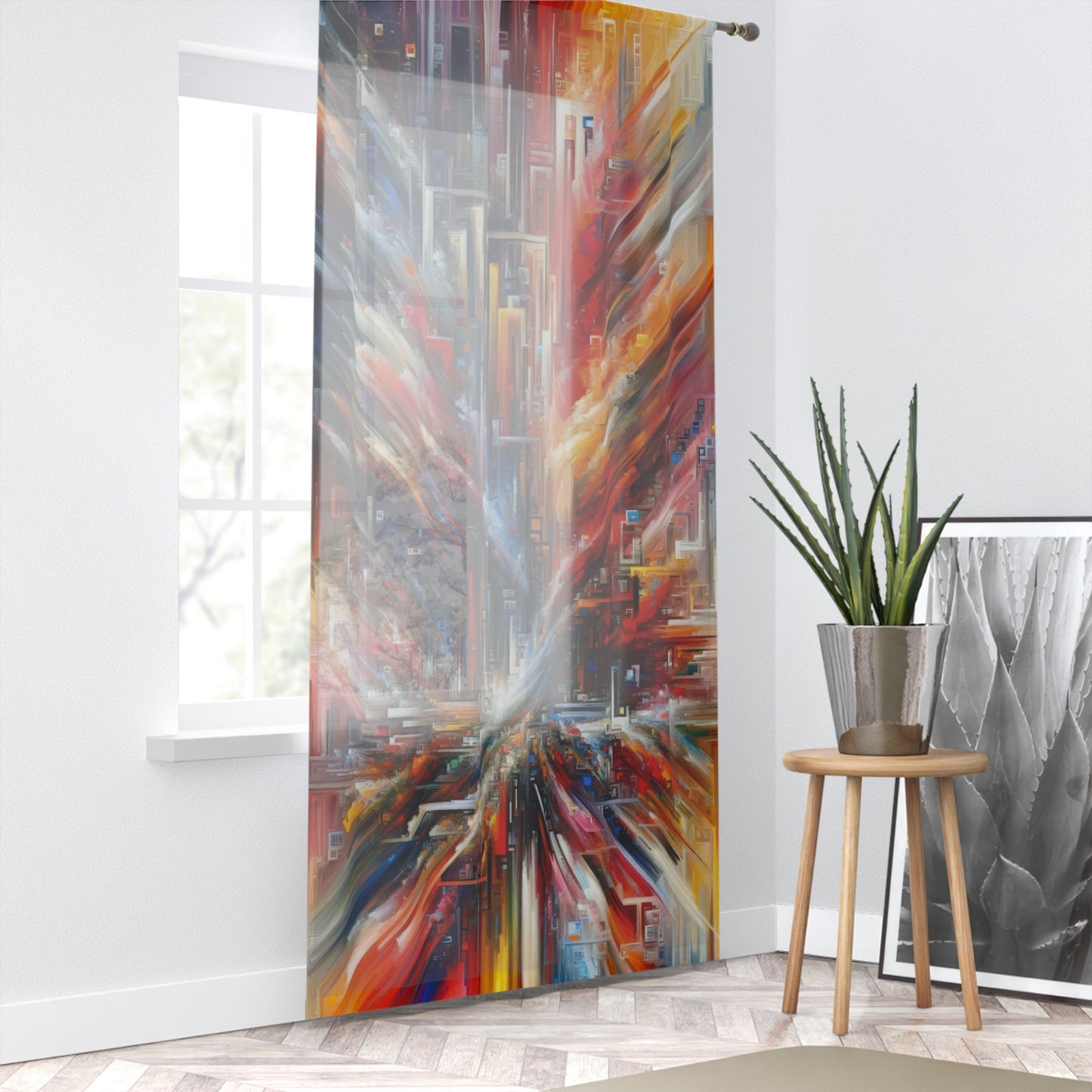 Digital Chaos Symphony Window Curtain - ATUH.ART