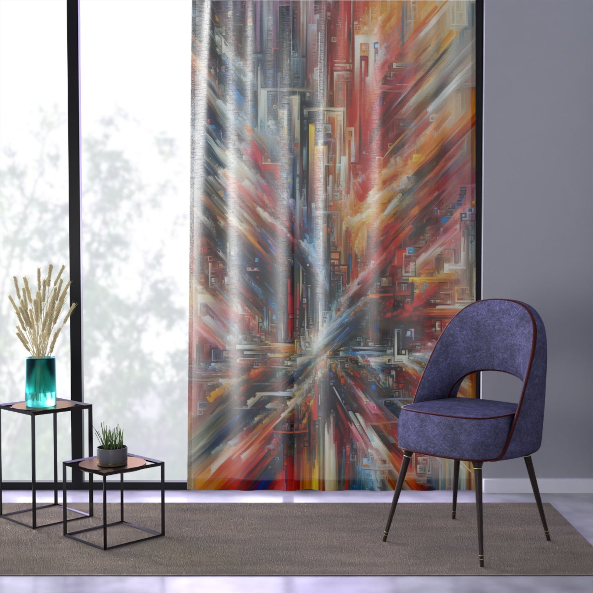 Digital Chaos Symphony Window Curtain - ATUH.ART