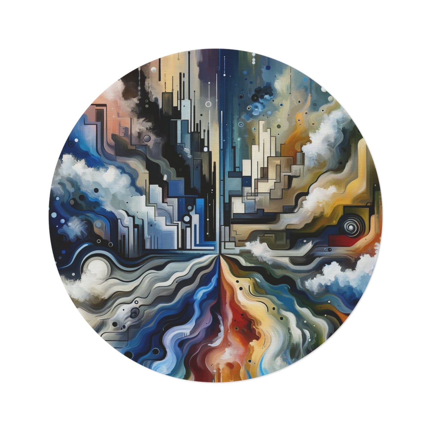 Digital Divide Navigation Round Rug - ATUH.ART