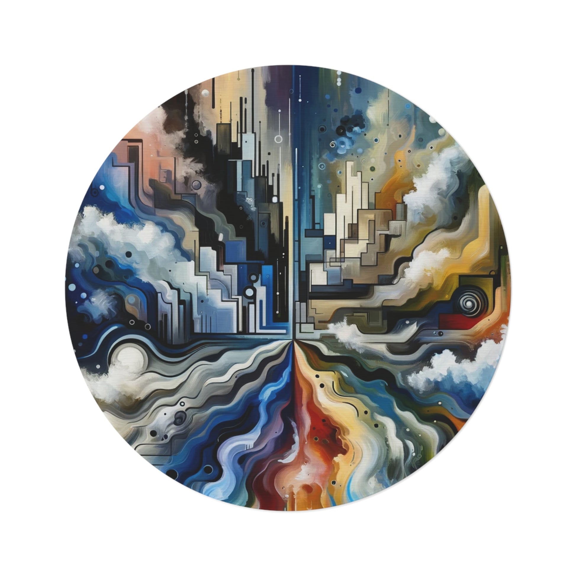 Digital Divide Navigation Round Rug - ATUH.ART
