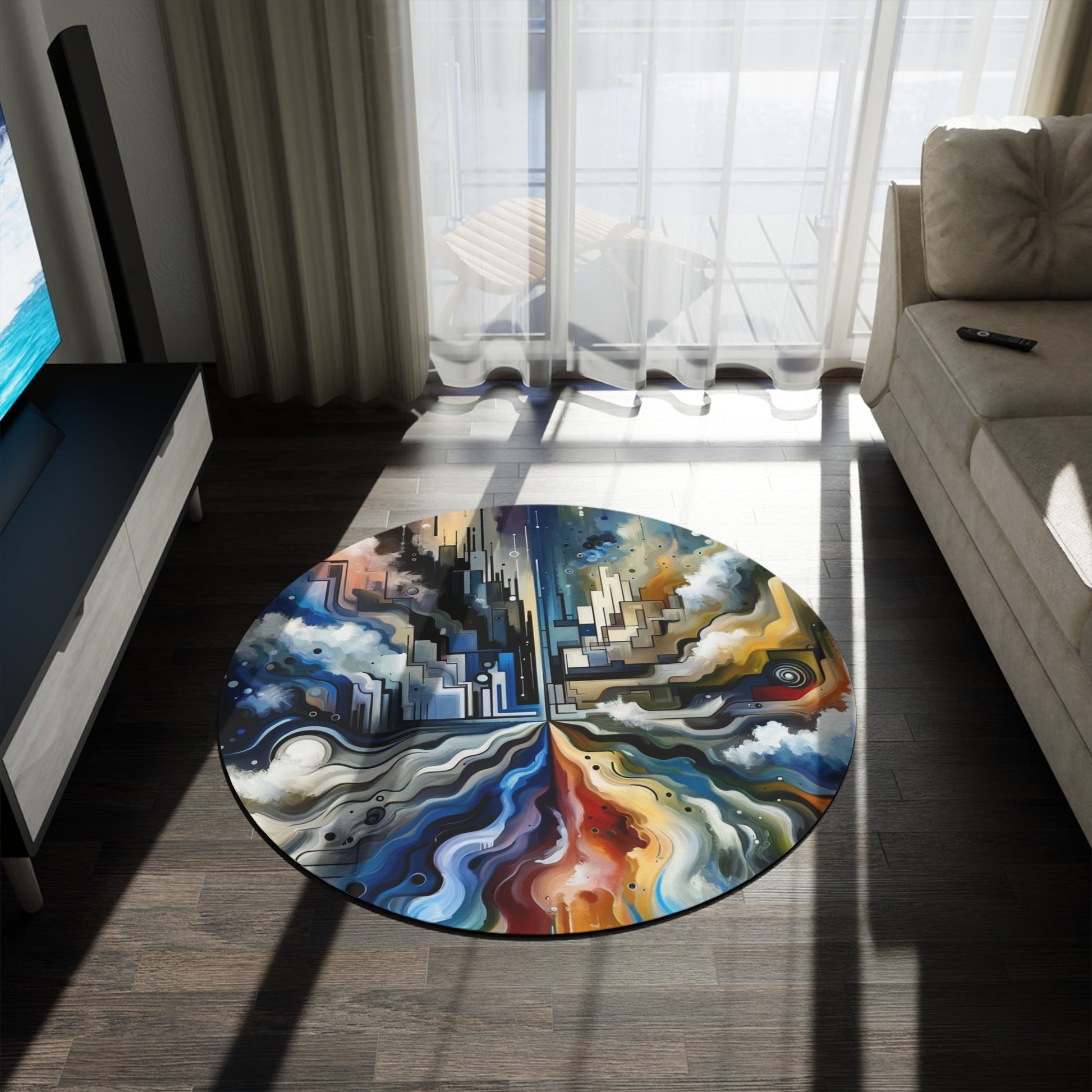 Digital Divide Navigation Round Rug - ATUH.ART