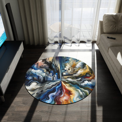 Digital Divide Navigation Round Rug - ATUH.ART