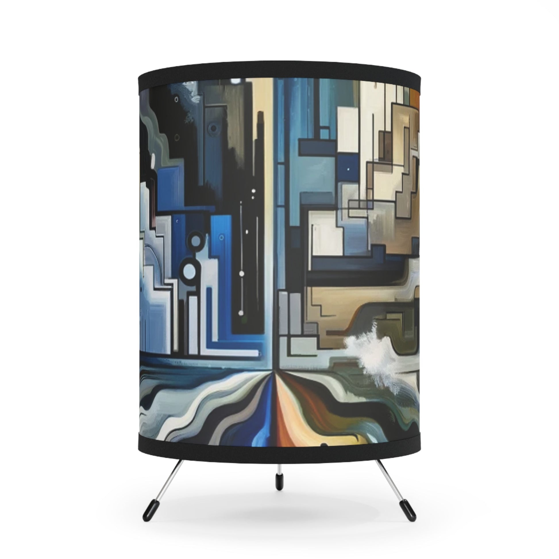Digital Divide Navigation Tripod Lamp with High-Res Printed Shade, US\CA plug - ATUH.ART