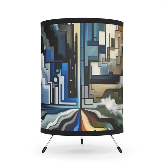 Digital Divide Navigation Tripod Lamp with High-Res Printed Shade, US\CA plug - ATUH.ART