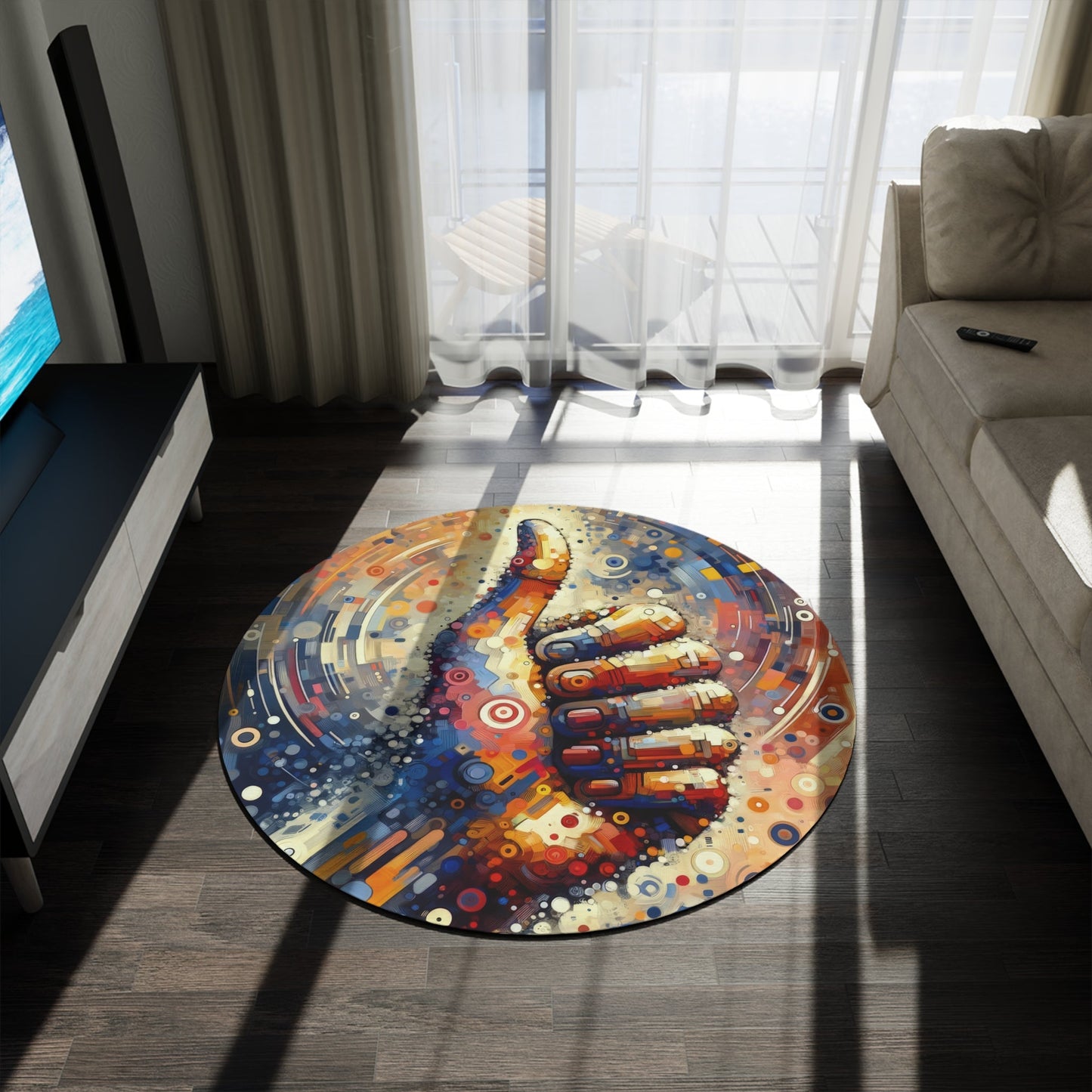 Digital Gratitude Nod Round Rug - ATUH.ART