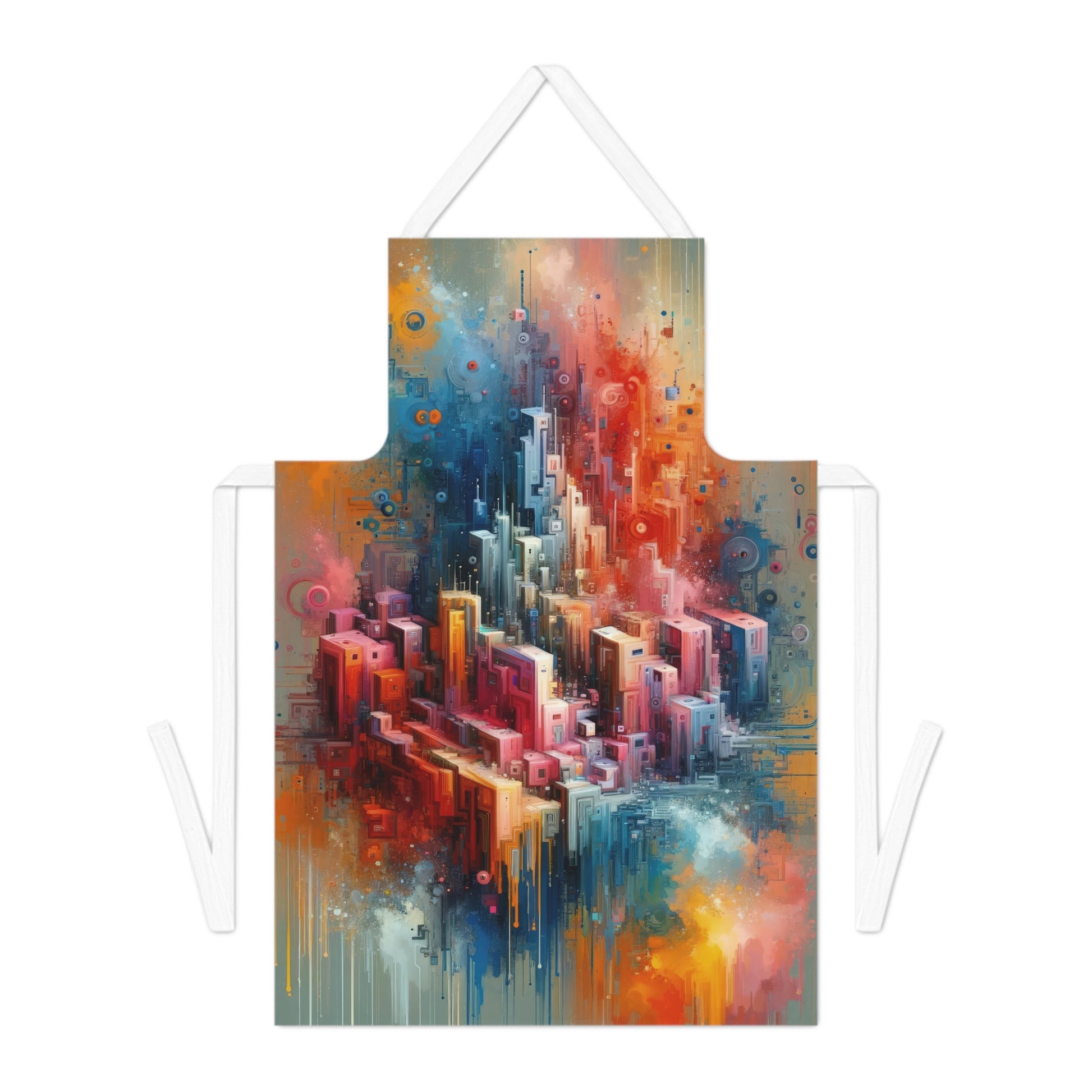 Digital Harmony Tachism Adult Apron (AOP) - ATUH.ART