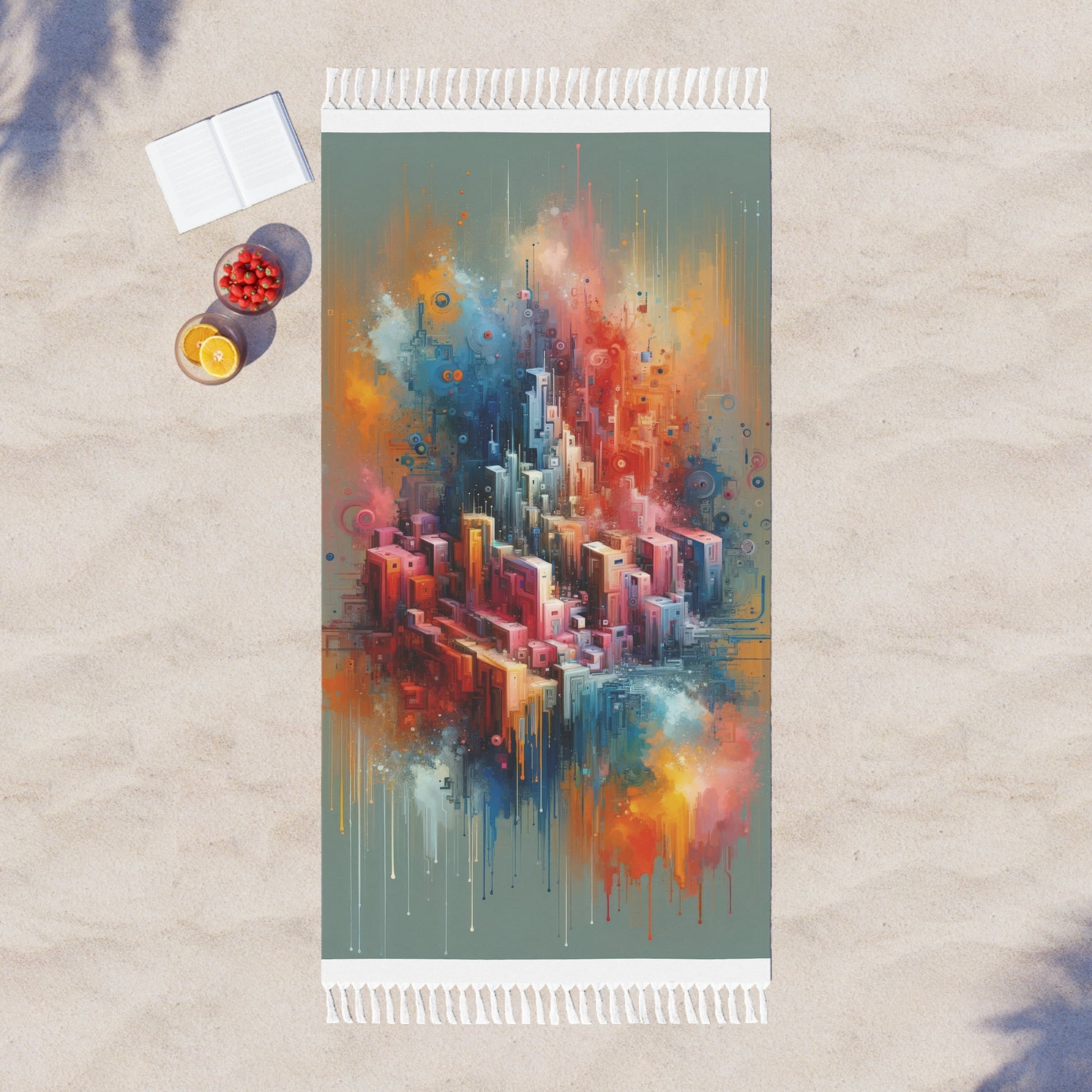 Digital Harmony Tachism Boho Beach Cloth - ATUH.ART