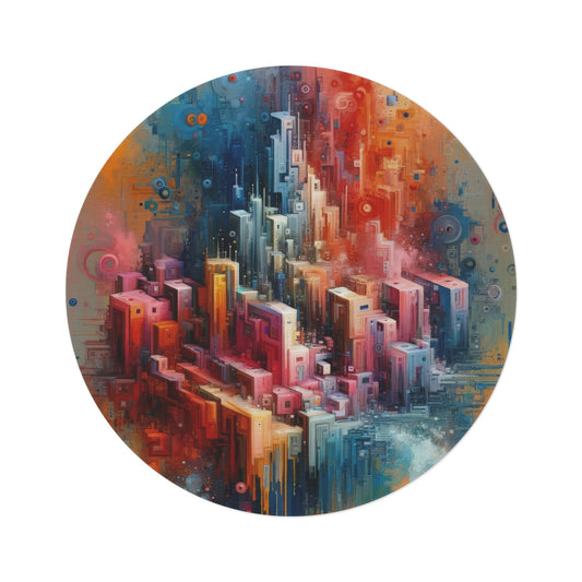 Digital Harmony Tachism Round Rug - ATUH.ART