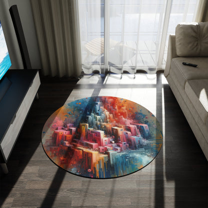Digital Harmony Tachism Round Rug - ATUH.ART