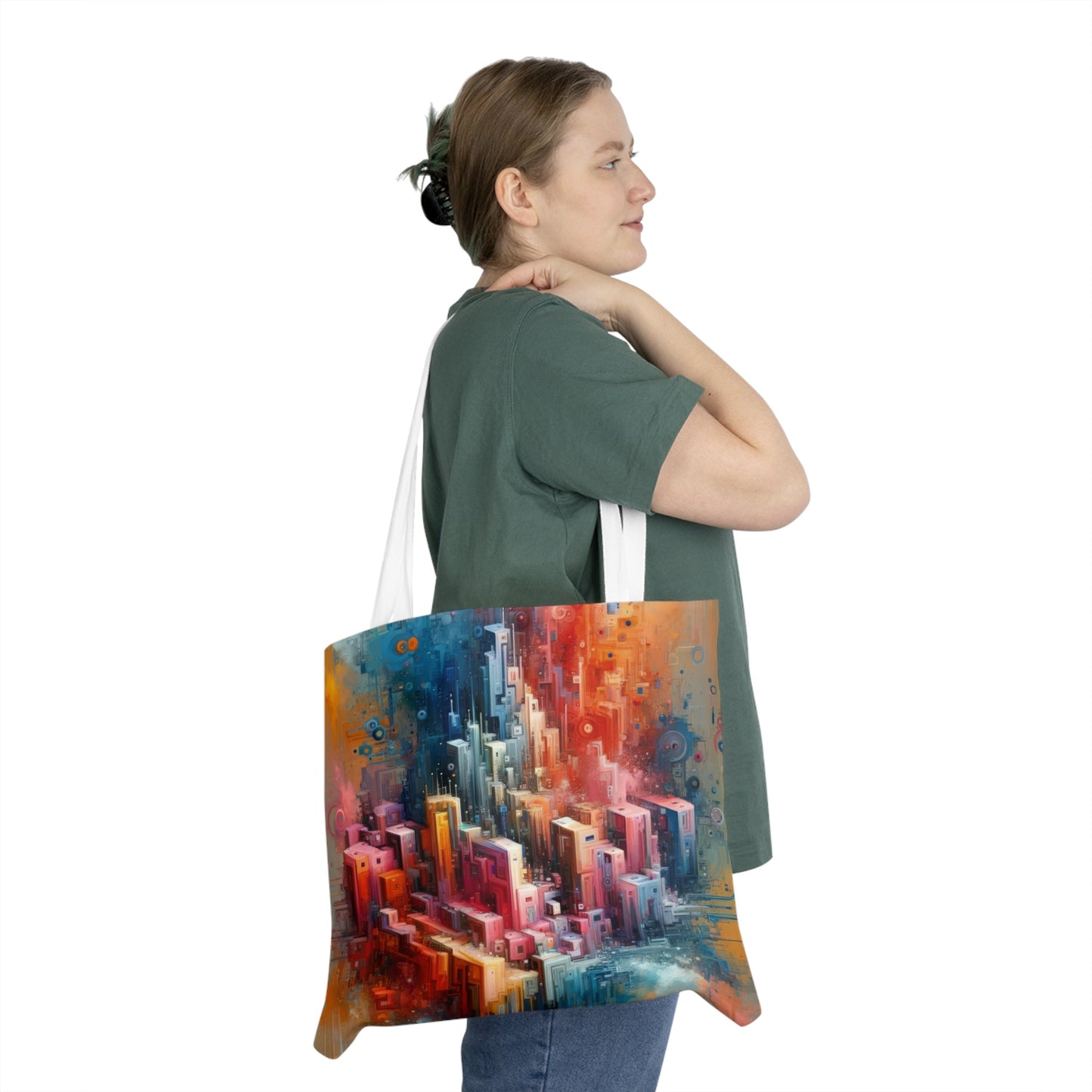 Digital Harmony Tachism Shoulder Tote Bag (AOP) - ATUH.ART