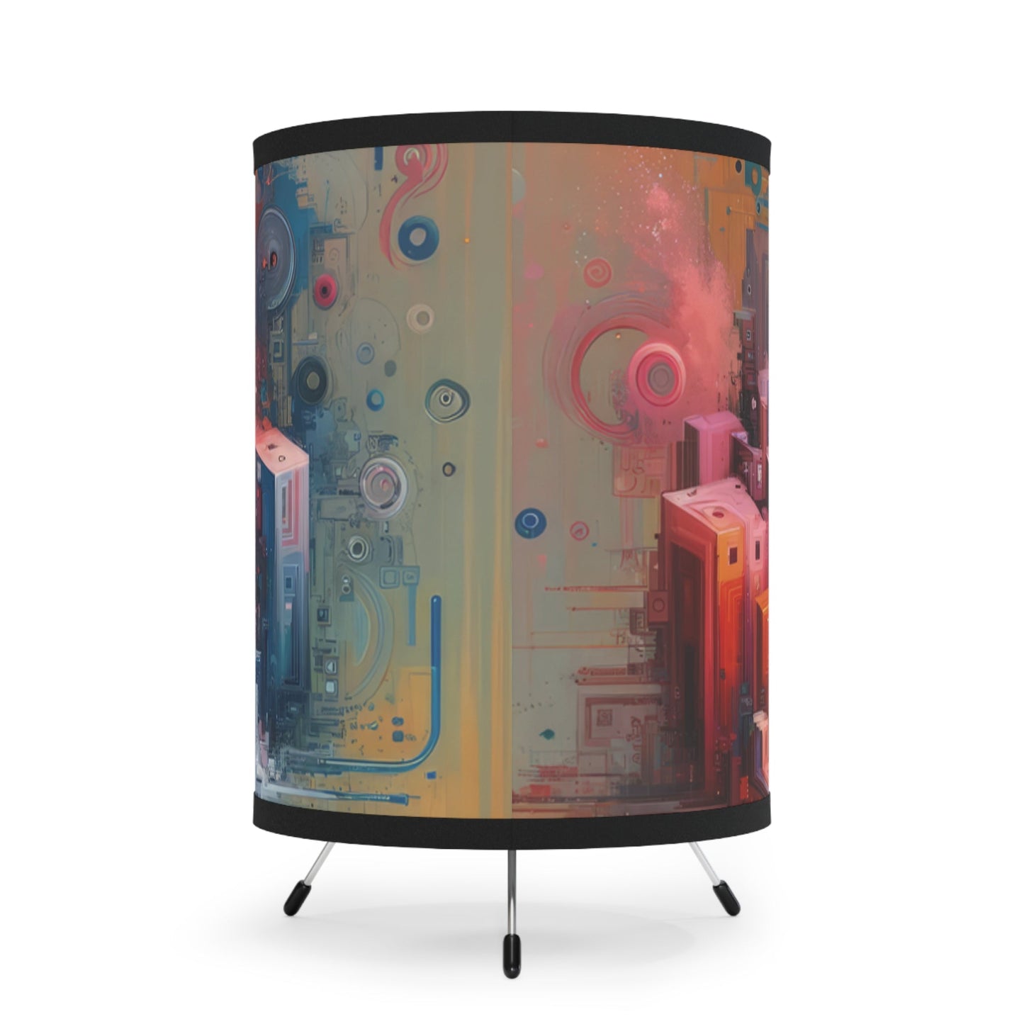 Digital Harmony Tachism Tripod Lamp with High-Res Printed Shade, US\CA plug - ATUH.ART