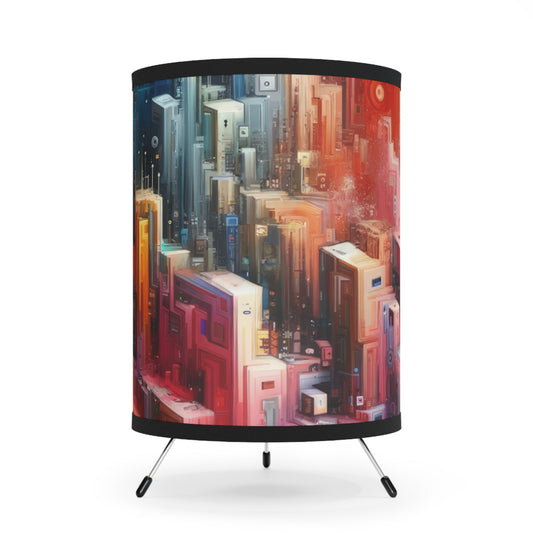 Digital Harmony Tachism Tripod Lamp with High-Res Printed Shade, US\CA plug - ATUH.ART