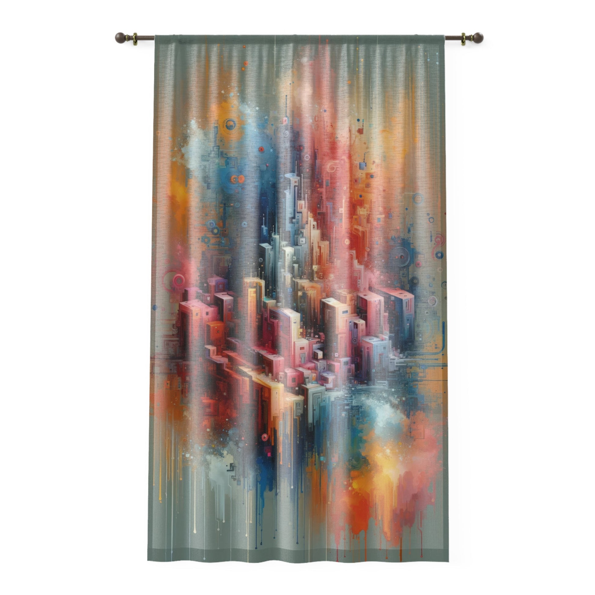 Digital Harmony Tachism Window Curtain - ATUH.ART