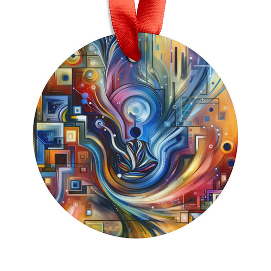 Digital Mindfulness Abstract Acrylic Ornament with Ribbon - ATUH.ART