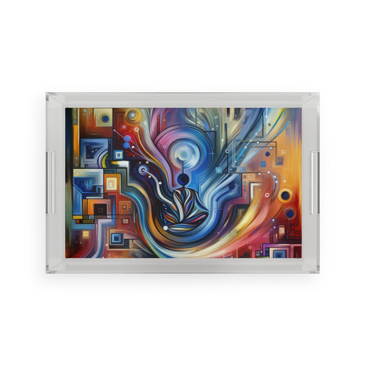 Digital Mindfulness Abstract Acrylic Serving Tray - ATUH.ART
