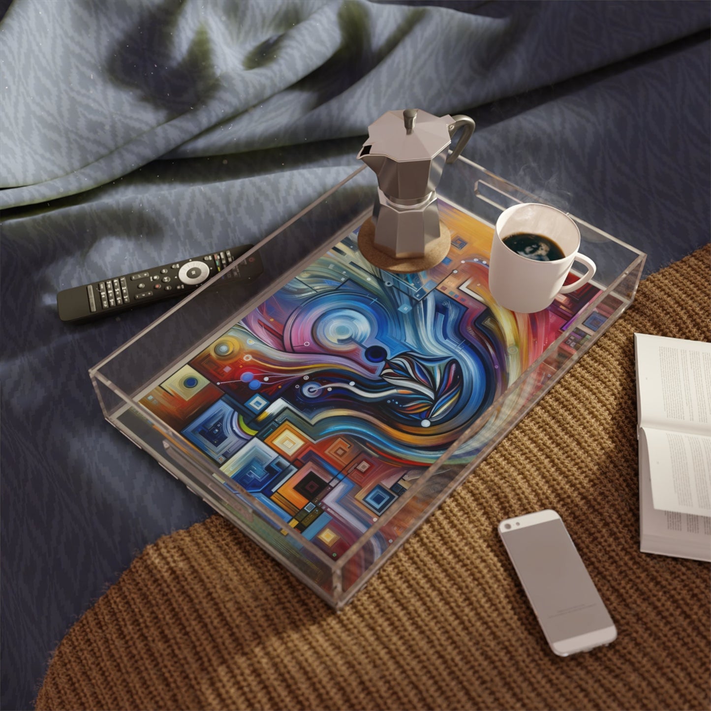 Digital Mindfulness Abstract Acrylic Serving Tray - ATUH.ART