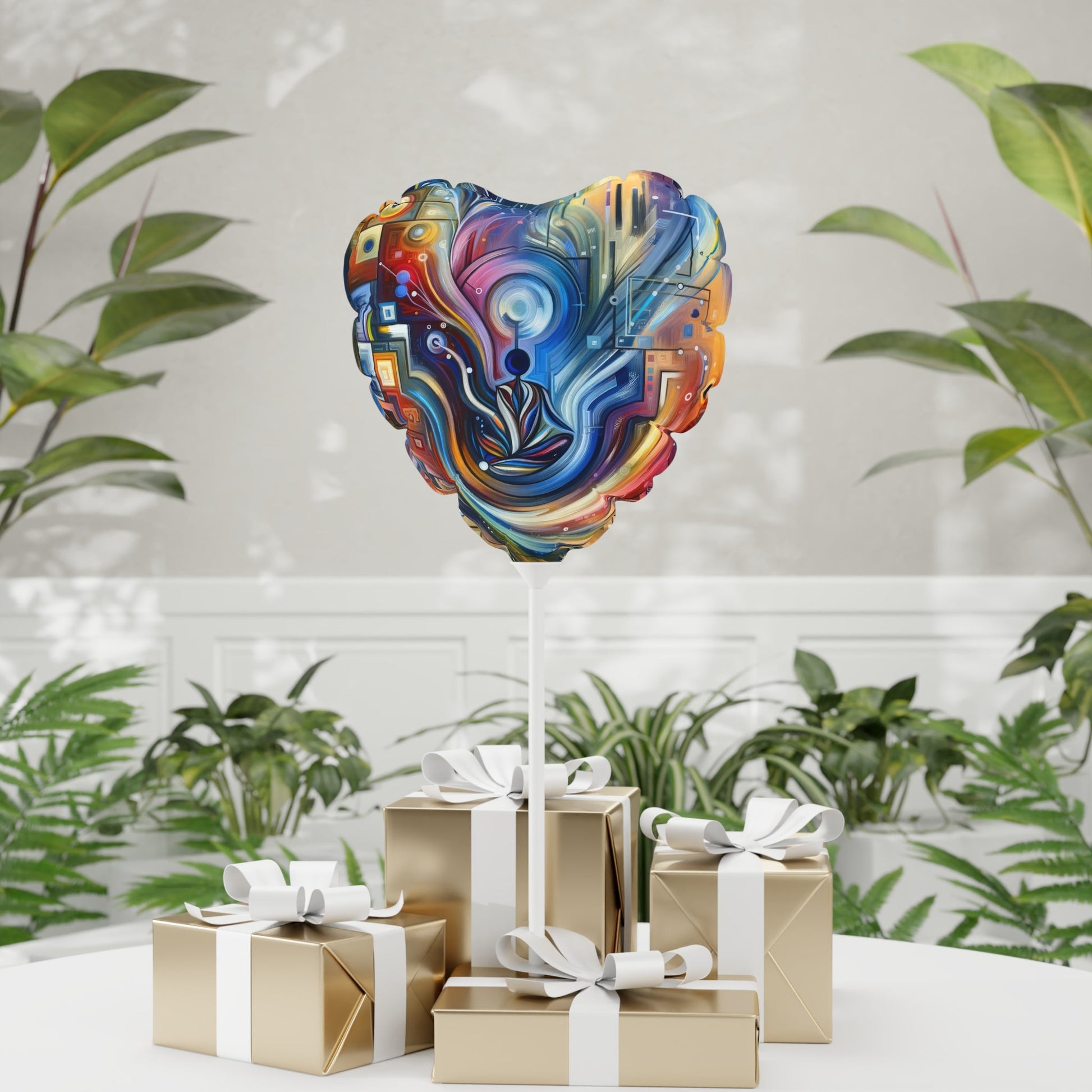 Digital Mindfulness Abstract Balloon (Round and Heart-shaped), 11" - ATUH.ART