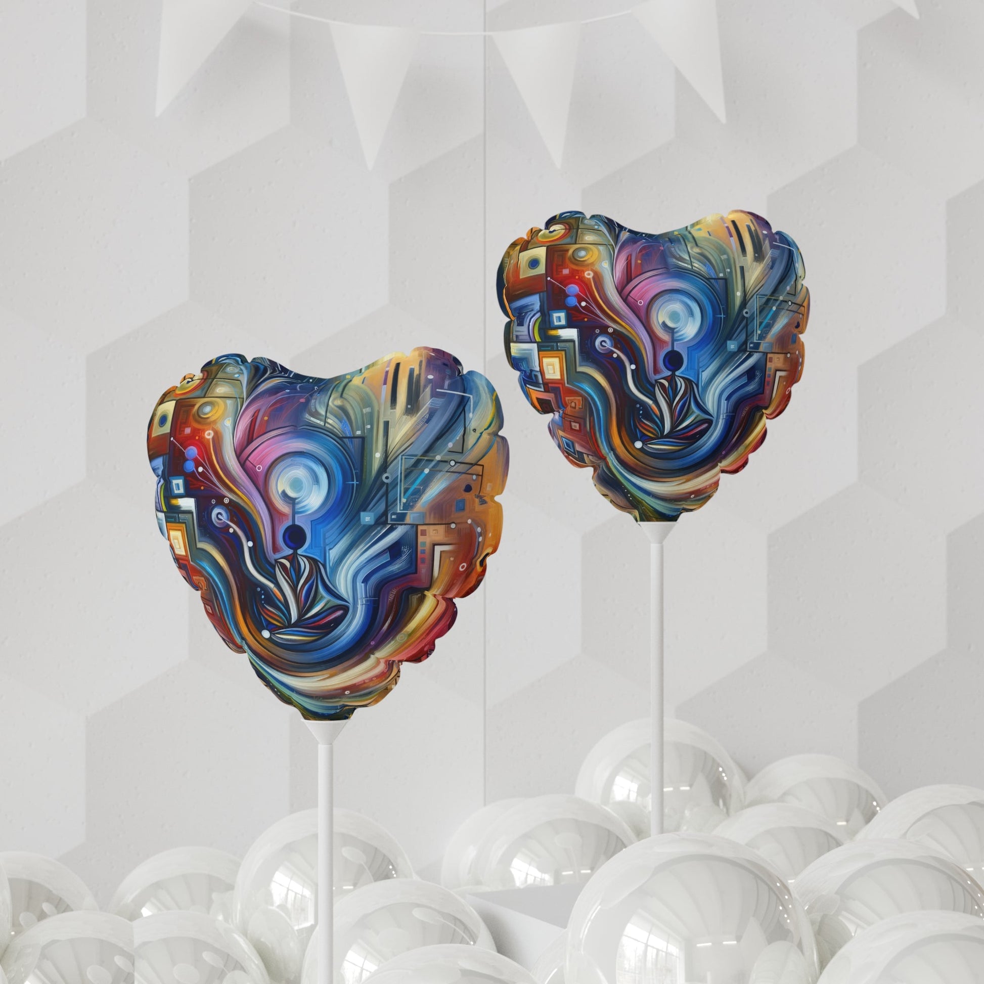 Digital Mindfulness Abstract Balloon (Round and Heart-shaped), 11" - ATUH.ART