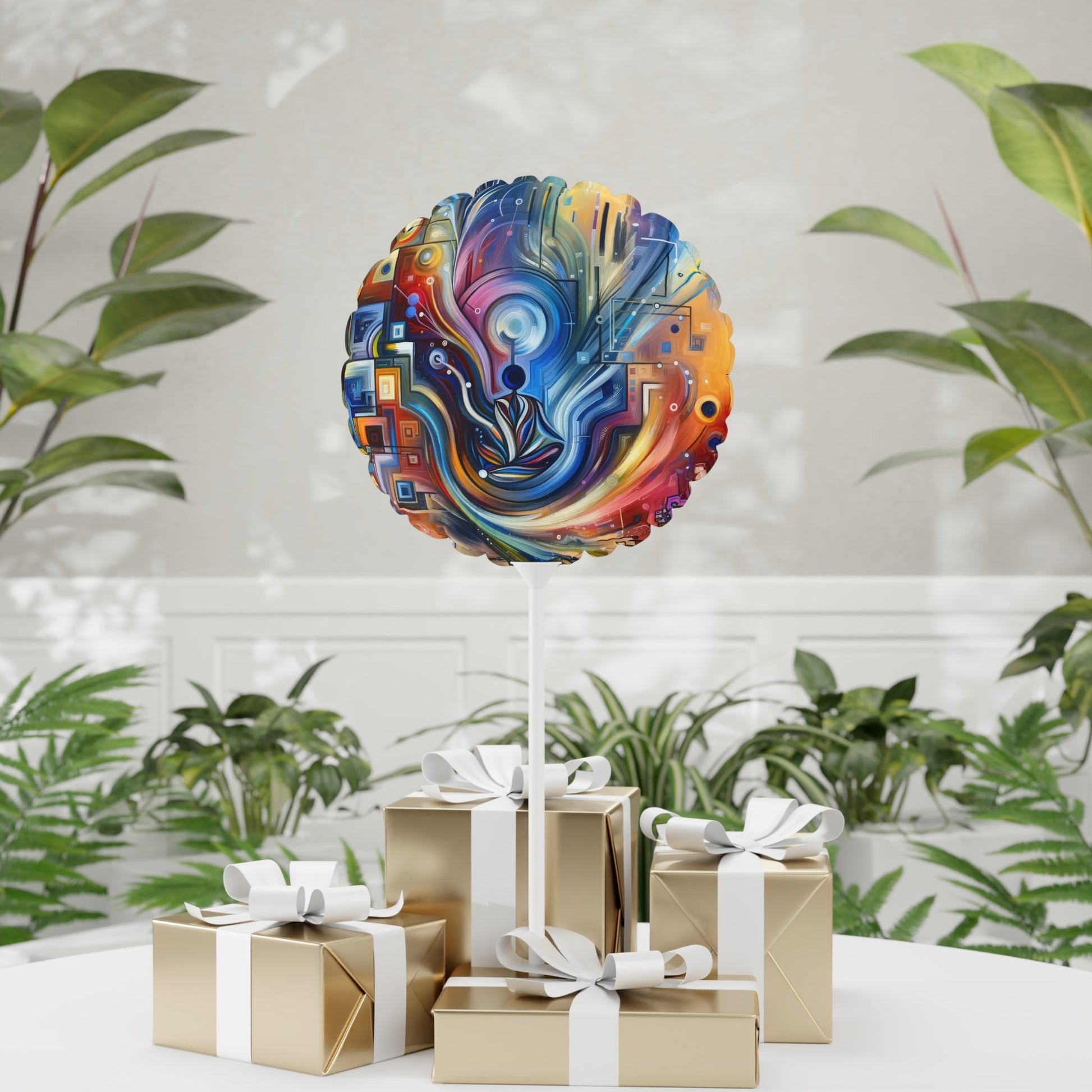 Digital Mindfulness Abstract Balloon (Round and Heart-shaped), 11" - ATUH.ART