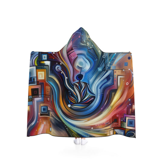 Digital Mindfulness Abstract Hooded Blanket - ATUH.ART