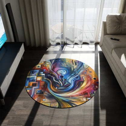 Digital Mindfulness Abstract Round Rug - ATUH.ART