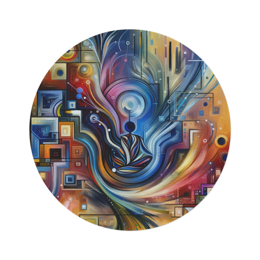 Digital Mindfulness Abstract Round Rug - ATUH.ART
