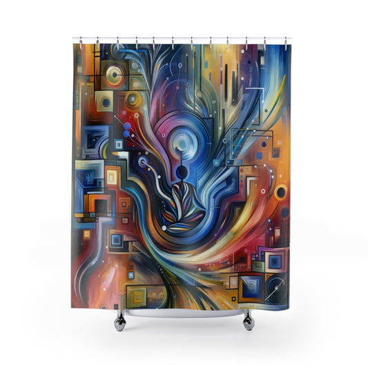 Digital Mindfulness Abstract Shower Curtains - ATUH.ART