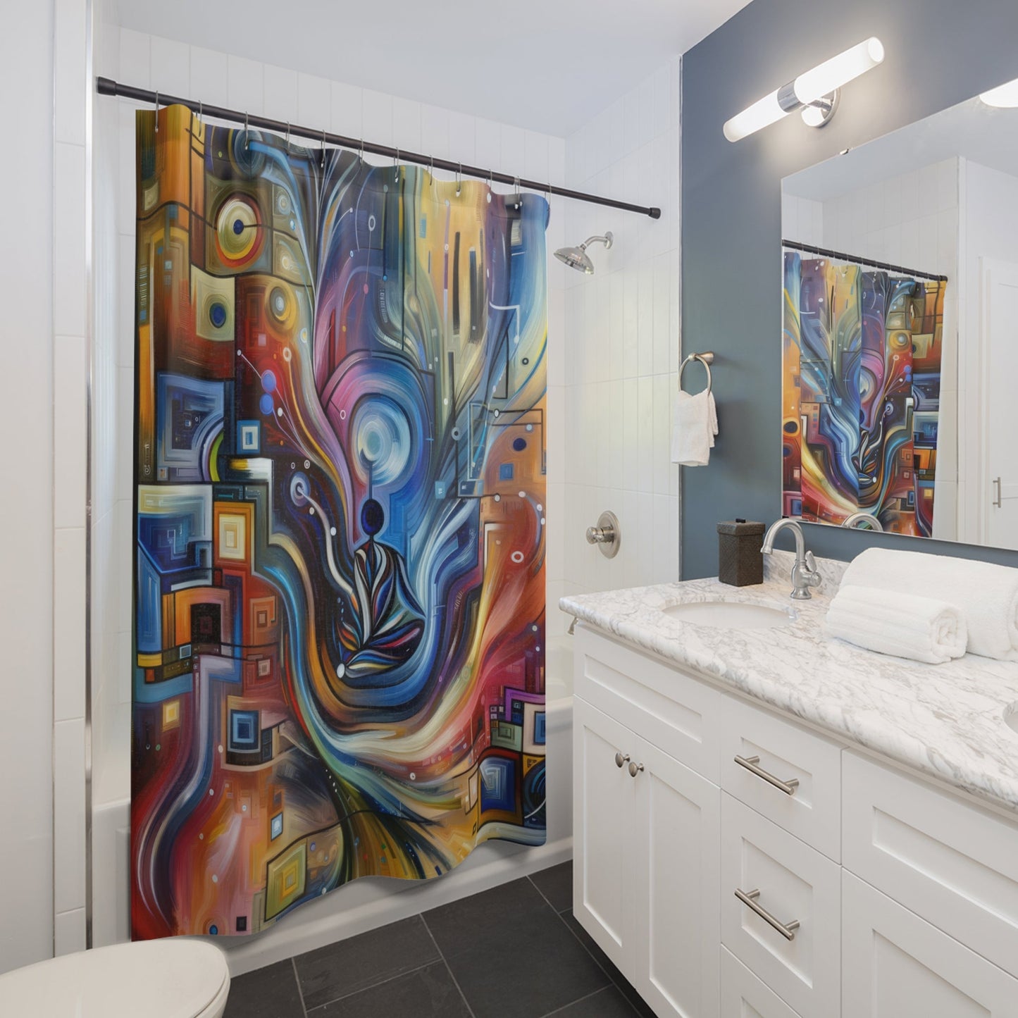 Digital Mindfulness Abstract Shower Curtains - ATUH.ART