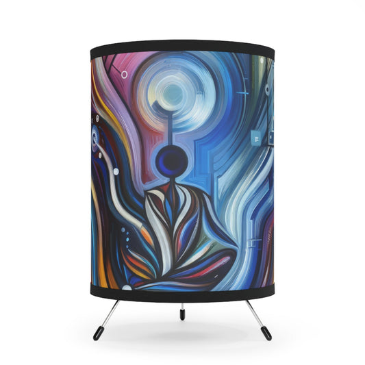 Digital Mindfulness Abstract Tripod Lamp with High-Res Printed Shade, US\CA plug - ATUH.ART